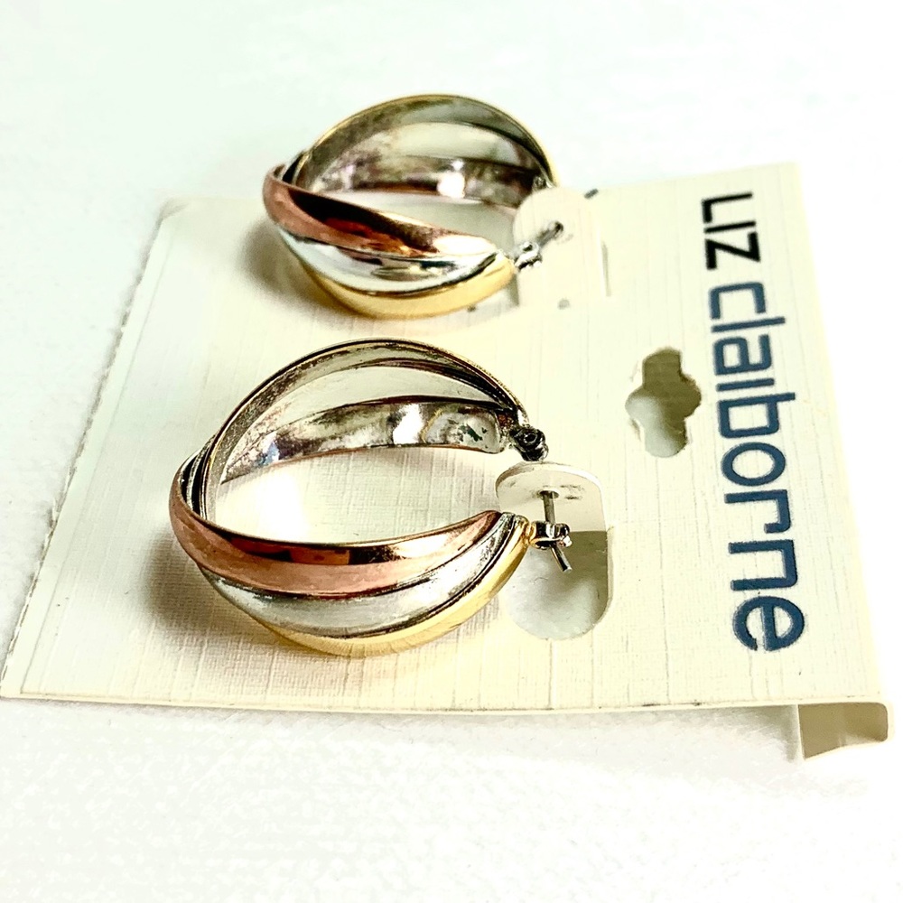 Liz Claiborne Tri-tone Hoop Earrings